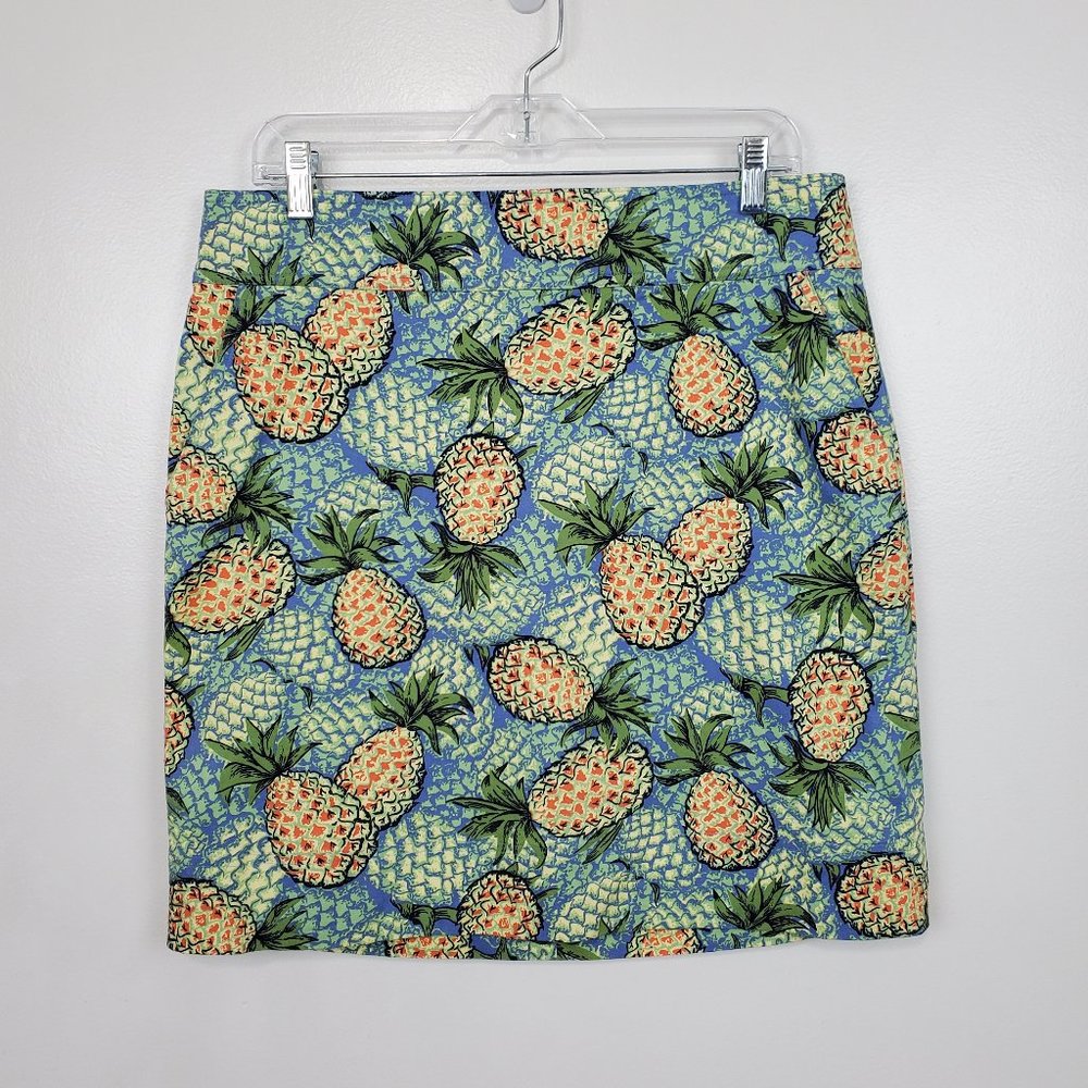 Talbots Factory Pineapple Pineapples Print Pencil Skirt With Pockets Size 12